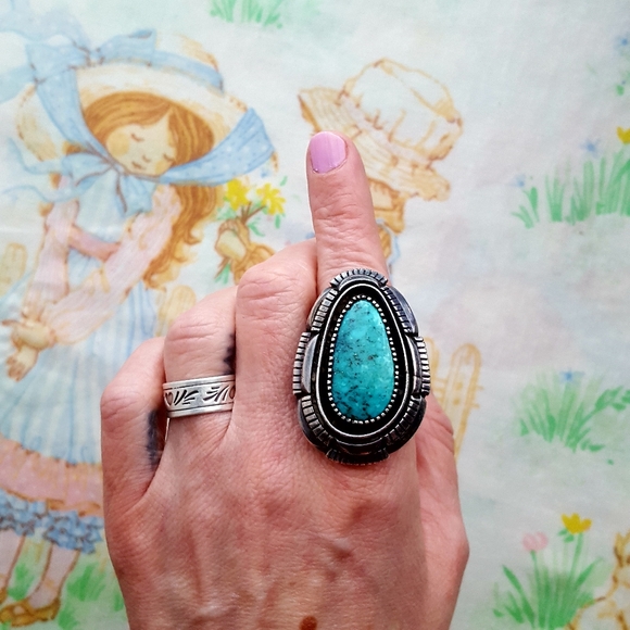 🌙HUGE Sterling Turquoise Ring - Picture 9 of 16